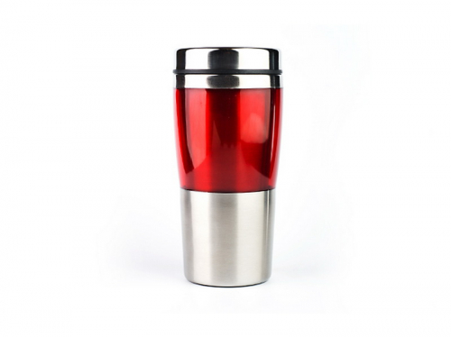 Автостакан 450мл термо металл, пластик, КРАСНЫЙ BAROUGE BT-054. ТМ BAROUGE