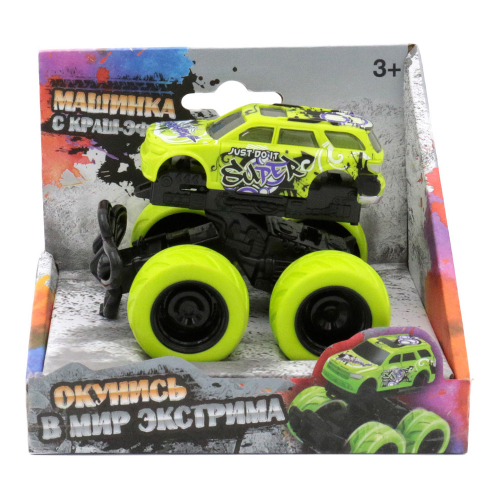 Машина пластиковая FUNKY TOYS с краш-эффектом, пул-бэк, зелёная [артикул: 60008]