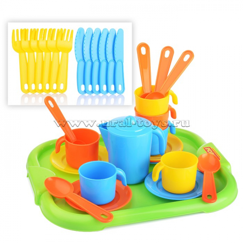 Набор детской посуды Анюта с подносом на 6 персон