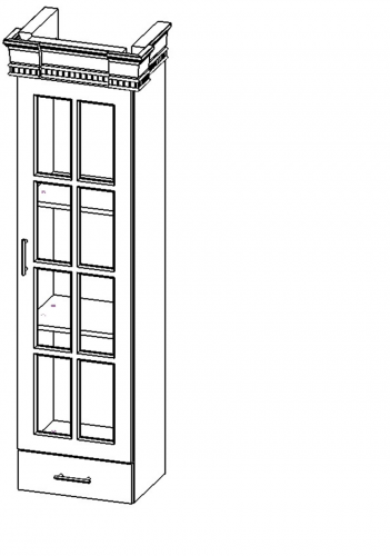 Пенал навесной фасад со стеклом 1560