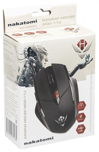 Мышь Nakatomi MOG-11U Gaming mouse - игровая, 6 кнопок + ролик прокрутки, USB, черная