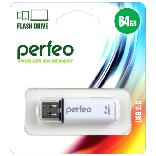 Флэш-диск USB Perfeo 64 GB C13 white