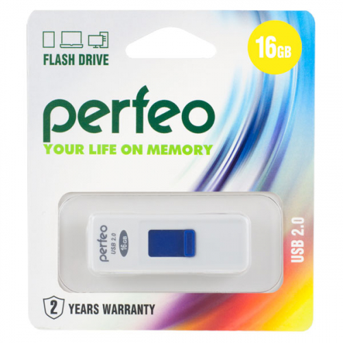 Флэш-диск USB Perfeo16 GB S03 white
