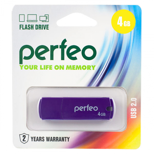 Флэш-диск USB Perfeo 4 GB C05 purple
