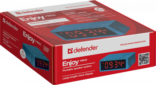 Колонка Defender Enjoy M800 (bluetooth, 3W, FM, microSD, USB, часы, будильник) синий