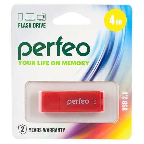 Флэш-диск USB Perfeo 4 GB C04 red