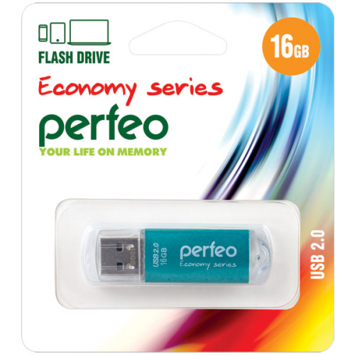 Флэш-диск USB Perfeo16 GB E01 green