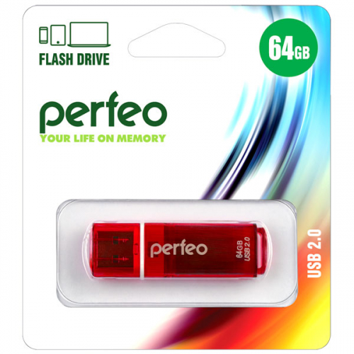 Флэш-диск USB Perfeo 64 GB C13 red