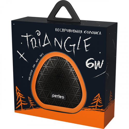 Колонка Perfeо портативная беспроводная TRIANGLE microSD,FM,6Вт,AUX,TWS,800mAh, черно-оранж. PF 4342