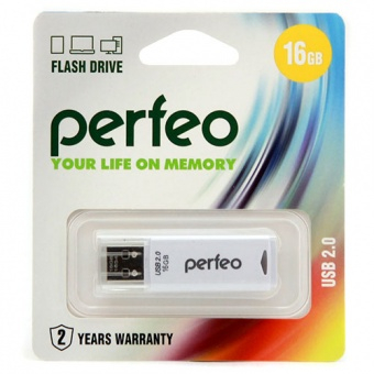 Флэш-диск USB Perfeo16 GB C06 white