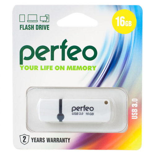 Флэш-диск USB Perfeo16 GB C08 white USB 3.0