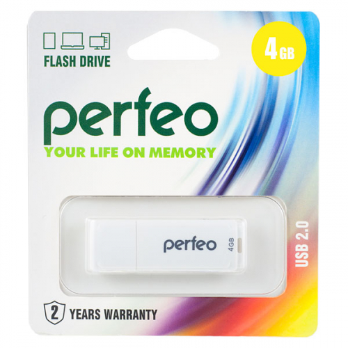 Флэш-диск USB Perfeo 4 GB C04 white