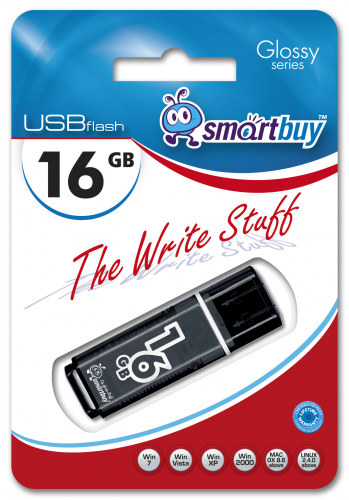 Флэш-диск USB SmartBuy 16 GB Glossy series Black