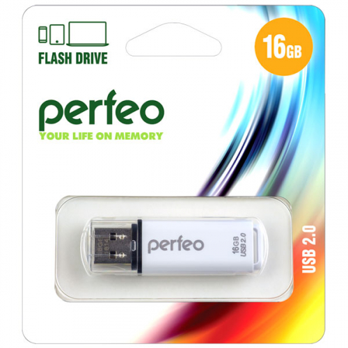 Флэш-диск USB Perfeo16 GB C13 white