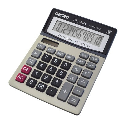 Калькулятор Perfeo PF_A4028, бухгалтерский, 12-разр., GT, серебристый