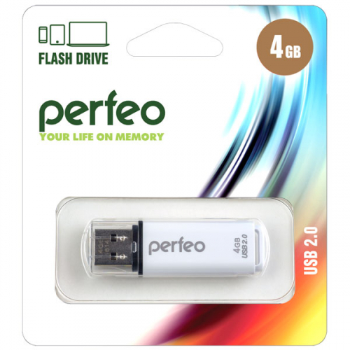 Флэш-диск USB Perfeo 4 GB C13 white