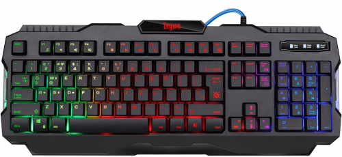 Клавиатура Defender GK-010DL Legion игровая, проводная, трехцветная подсветка