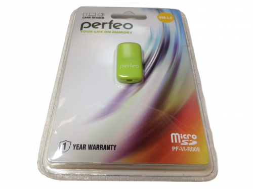Карт-Ридер Perfeo microSD (PF-VI-R009) Green
