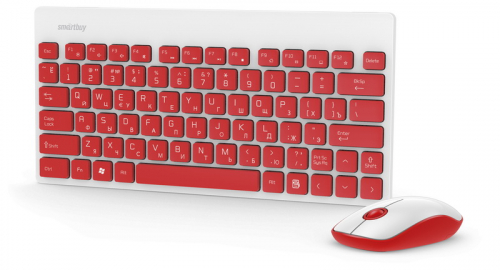 Беспроводной комплект клавиатура+мышь SmartBuy 220349AG White-RED (SBC-220349AG-RW)