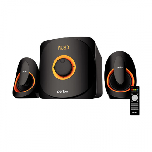 Колонки Perfeo PF-3313 Mars 2.1, Bluetooth, FM-тюнер, AUX,USB/SD, ПДУ, 22Вт+2х10Вт, чёрные