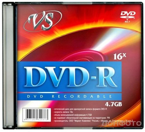 Диск VS DVD-R 4.7GB 16X (200), slim
