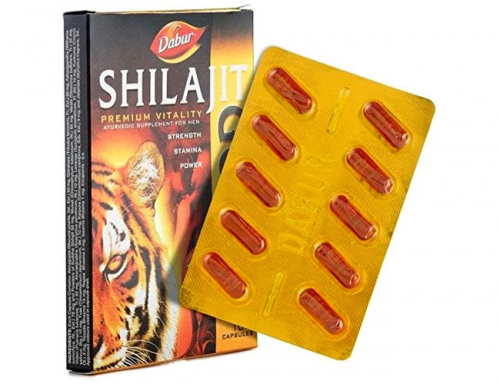 Пищевая добавка Shilajit Gold, Шиладжит Мумиё Dabur, 10 капсул на блистере