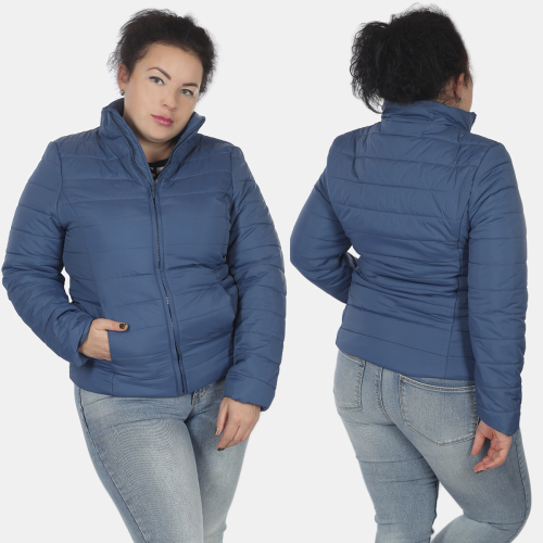 Синяя короткая женская куртка Urb. Трендовая стеганая модель для межсезонья. №3848 ОСТАТКИ СЛАДКИ!!!!