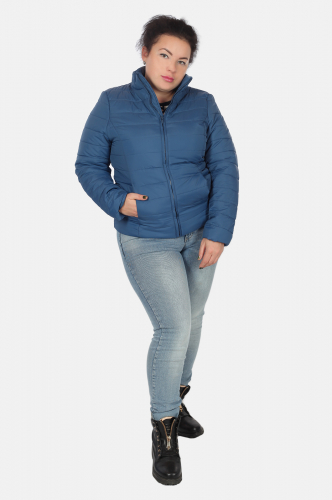 Синяя короткая женская куртка Urb. Трендовая стеганая модель для межсезонья. №3848 ОСТАТКИ СЛАДКИ!!!!
