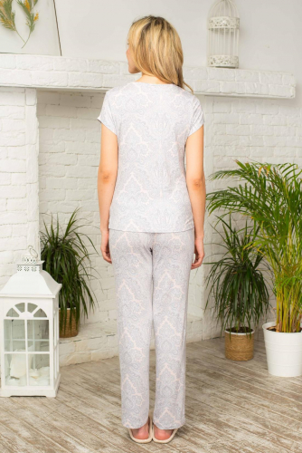 Комплект жен (футболка, брюки) Home Secrets Infinity AW19-20-HS-5062 пейсли персиковый