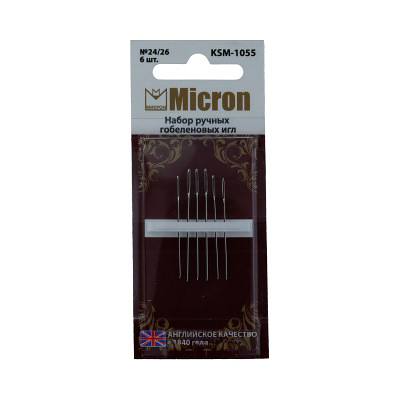 Иглы для шитья ручные Micron набор гобеленовых игл KSM-1055 в блистере 6 шт. 24/26