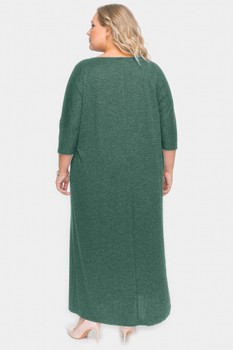 Платье длинное из зеленого меланжа