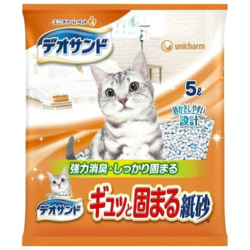 UNICHARM Deosando Наполнитель для лотка для кошек бумажный антибактериальный дезодорирующий 5 л.	