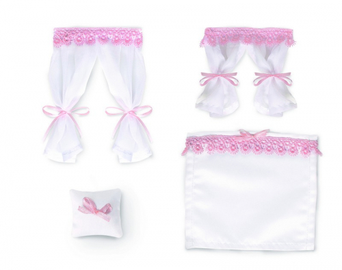 Набор текстиля для дома «Бело-розовый зефир» (шторы, покрывало для кровати, подушки)