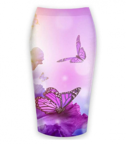 Юбка-карандаш Фиолетовые бабочки