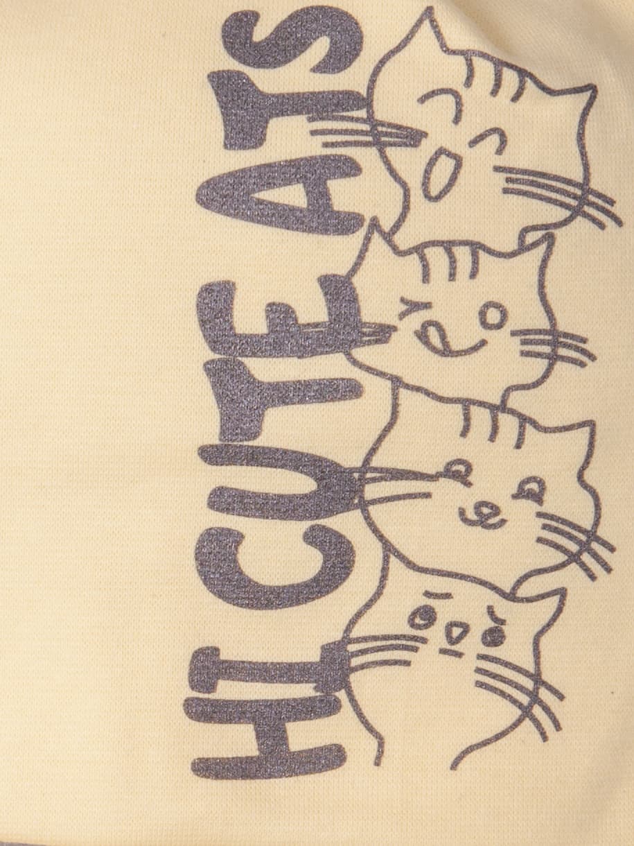 Шапка трикотажная для девочки с ушками, hi cute ats + снуд, желтый