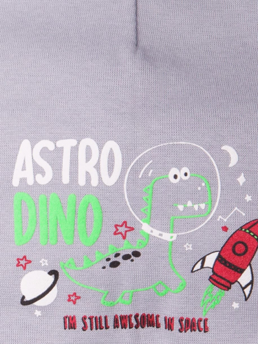 Шапка трикотажная для мальчика формы лопата, с надписью astro dino + снуд, светло-серый