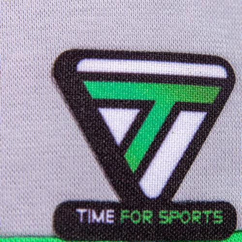 Шапка из двойного трикотажа, формы лопата, Time For Sports, серый с зеленым кантом