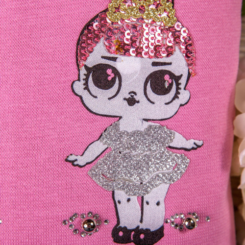 Шапка трикотажная формы лопата, девочка в серебряном платье, тускло-розовый