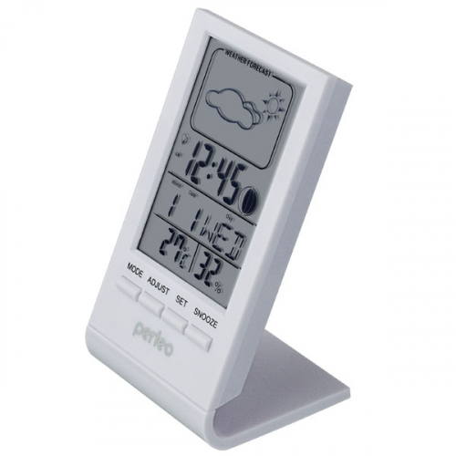 Perfeo часы-будильник Angle, белый (время, температура, дата, влажность) (PF-SL2092)