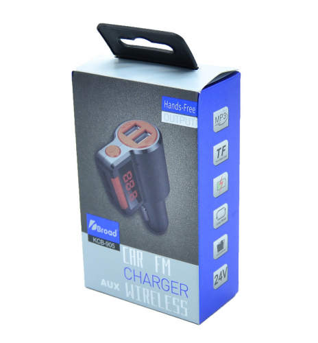 FM-модулятор 069 Bluetooth, (KCB-905) 2USB/Micro SD/aux, синий