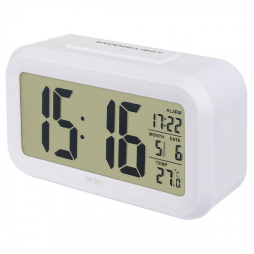 Perfeo часы-будильник Snuz, белый (время, температура, дата) (PF-S2166)