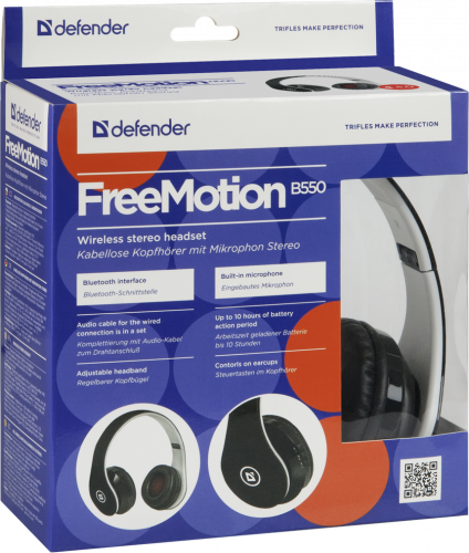 Гарнитура Defender FreeMotion B550 черная (Bluetooth, стерео, до 10 м)