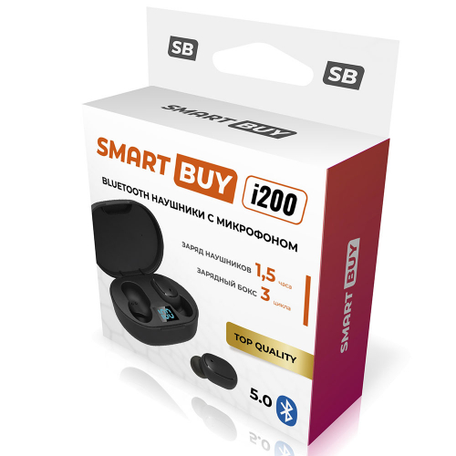 Гарнитура SmartBuy TWS i200 (SBH-3041) bluetooth, внутриканальная, черная