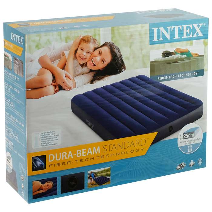 Матрас надувной Classic Downy Fiber-Tech, 137 x 191 х 25 см, 64758 INTEX