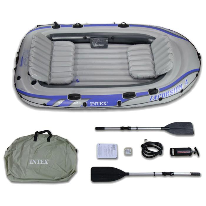 Лодка Excursion 4, 4 местная, 315 х 165 х 43 см, вёсла, насос, до 500 кг, 68324NP INTEX