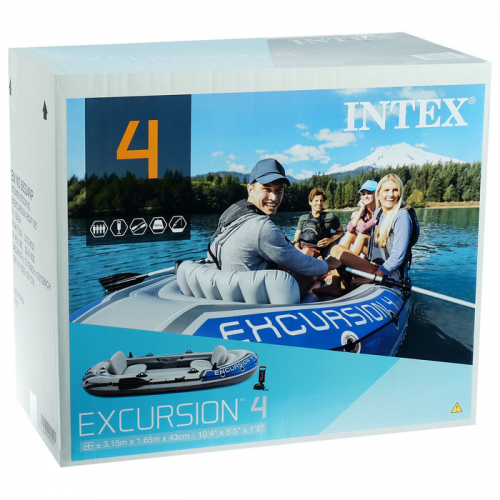 Лодка Excursion 4, 4 местная, 315 х 165 х 43 см, вёсла, насос, до 500 кг, 68324NP INTEX