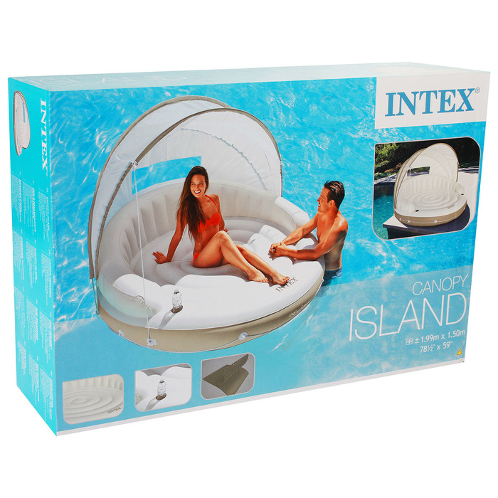 Плот для плавания с навесом, круглый, 199 х 150 см, 58292EU INTEX