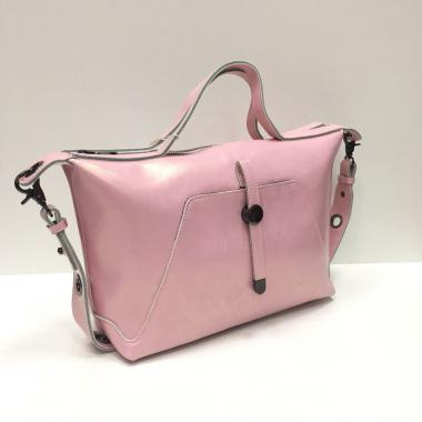 Женская кожаная сумка FASSIO. Розовый перламутр.