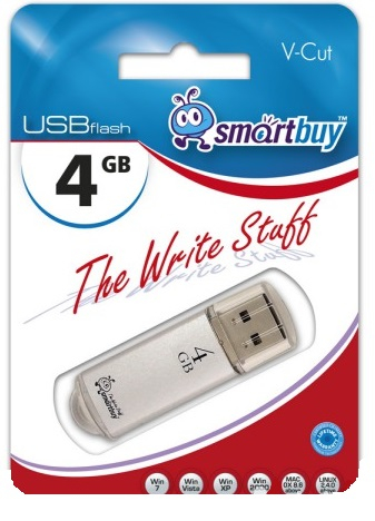 Флэш-диск USB SmartBuy 4 GB V-Cut Silver