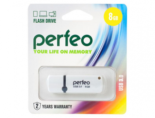 Флэш-диск USB Perfeo 8 GB C08 white USB 3.0